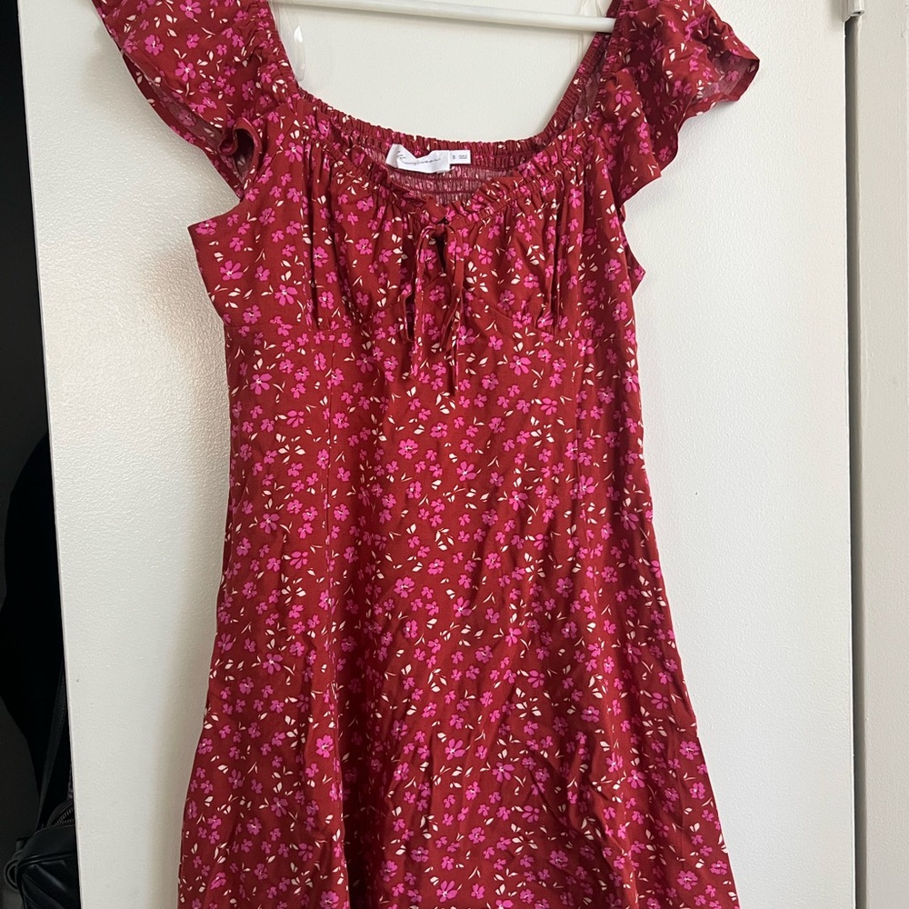 All in Favor Red Floral Dress